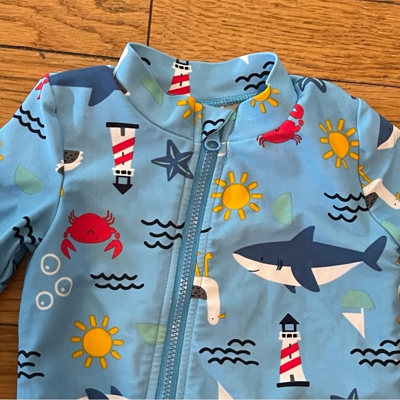 Carter's Blue and White One Piece Swimwear with Nautical Print - Picture 2 of 4